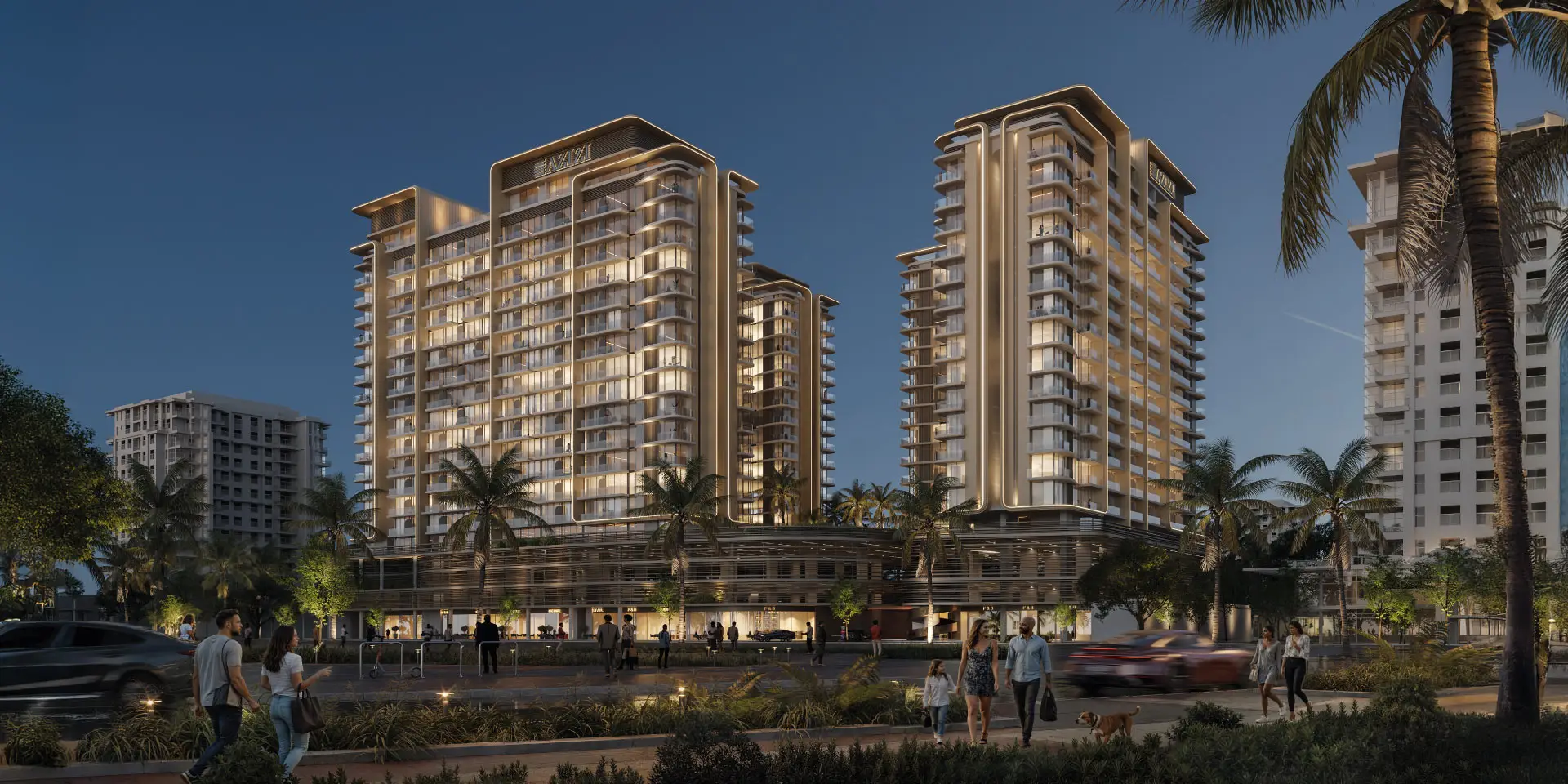 Azizi Jaddaf Beach Oasis — exterior view in Al Jaddaf