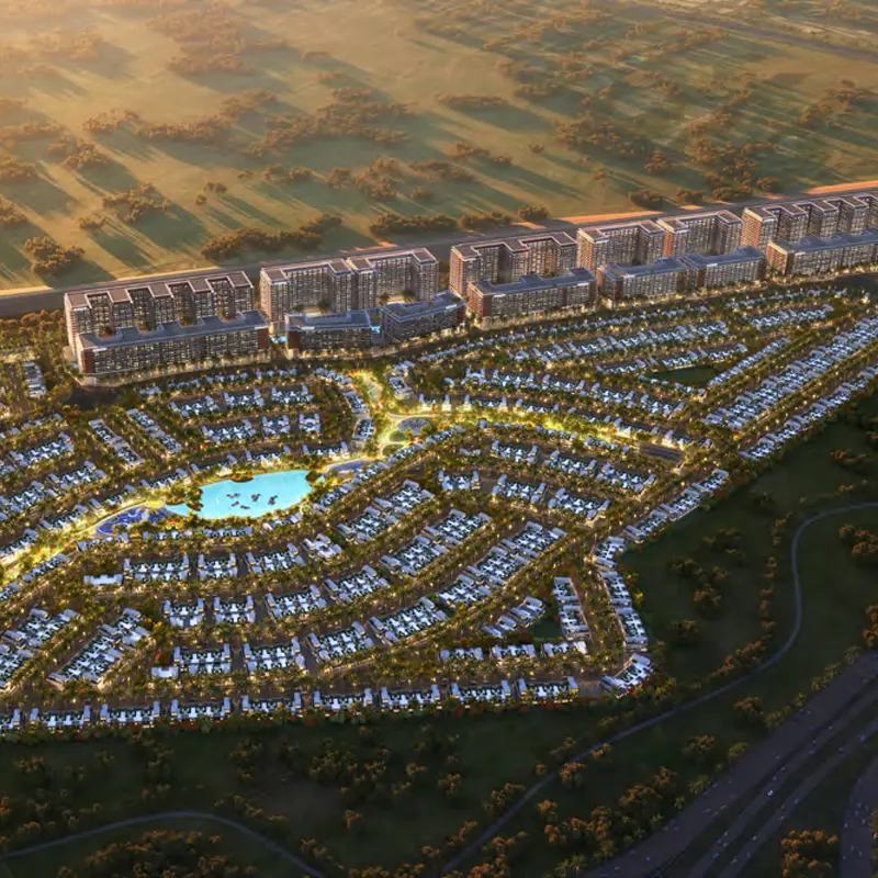 Azure 2 at DAMAC Riverside Views — exterior view in Dubai Investment Park (DIP)