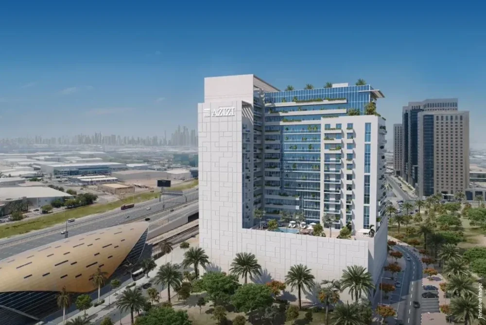 Azizi Aura Phase 2 — exterior view in Jebel Ali Village