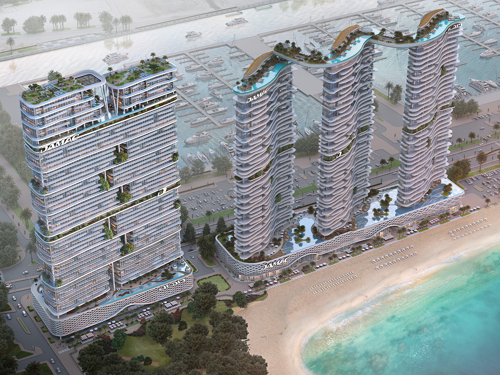 DAMAC Bay 2 by Cavalli — exterior view in Dubai Harbour / Emaar Beachfront