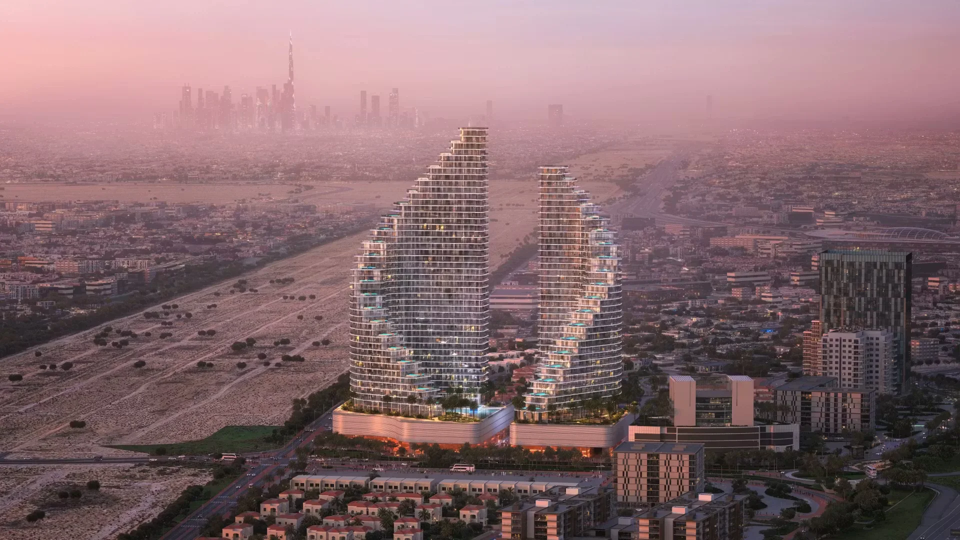 Binghatti Flare — exterior view in Jumeirah Village Triangle (JVT)