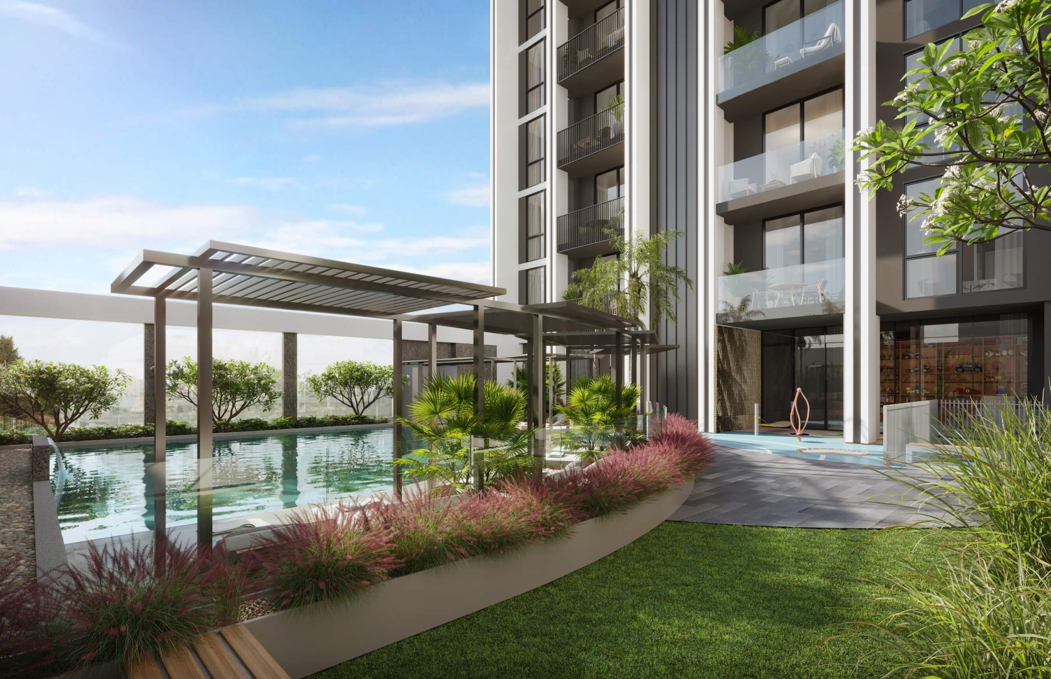 Hillmont Residences — exterior view in Jumeirah Village Circle (JVC)