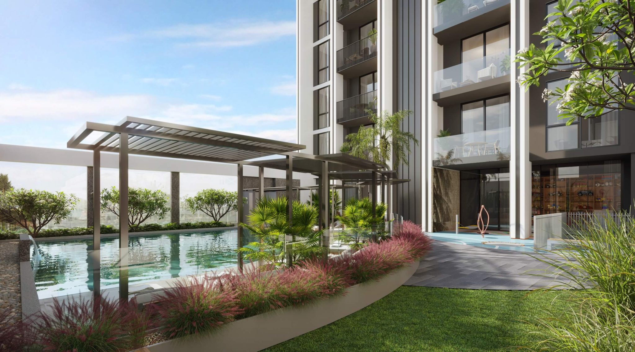 Hillmont Residences — exterior view in Jumeirah Village Circle (JVC)