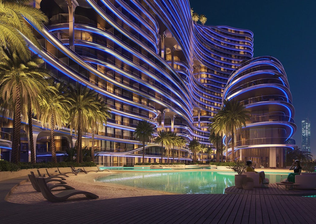 Binghatti Aquarise — exterior view in Business Bay