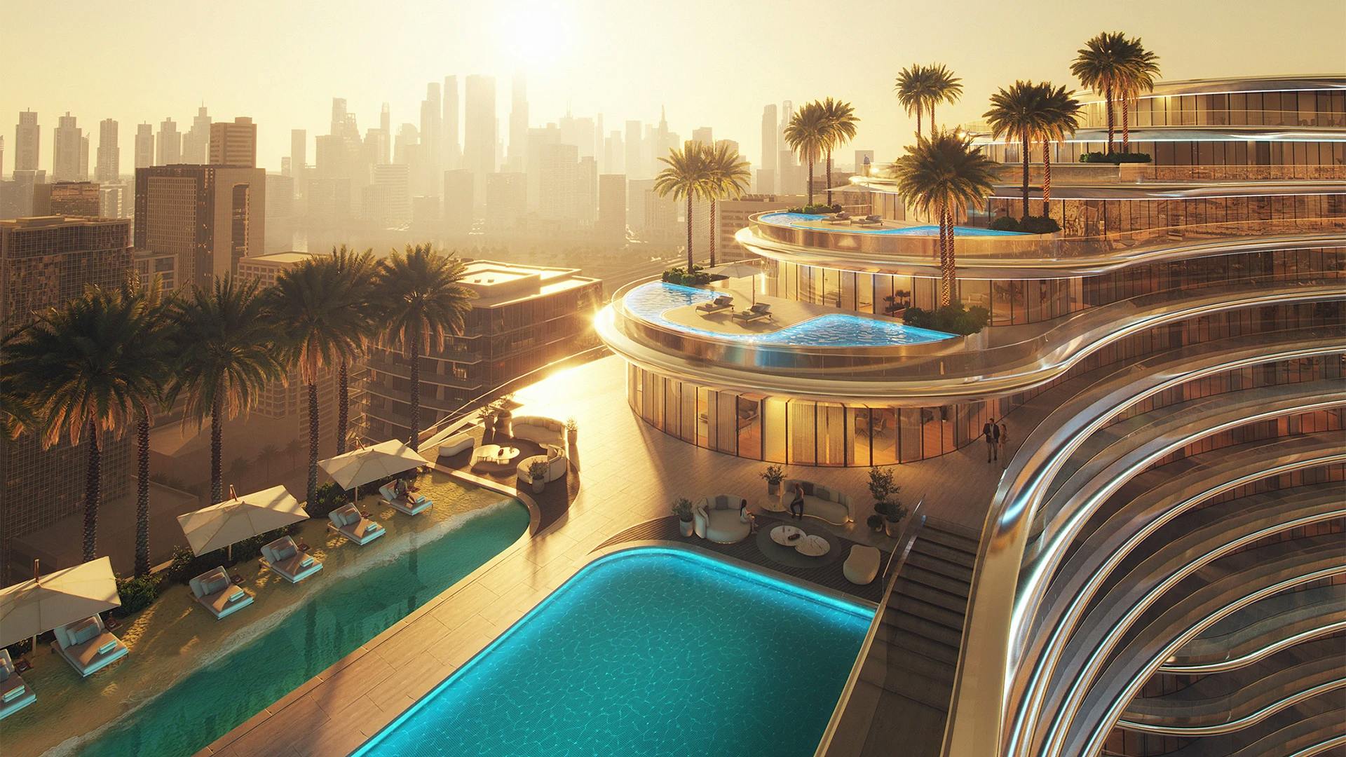 Binghatti Aquarise — exterior view in Business Bay