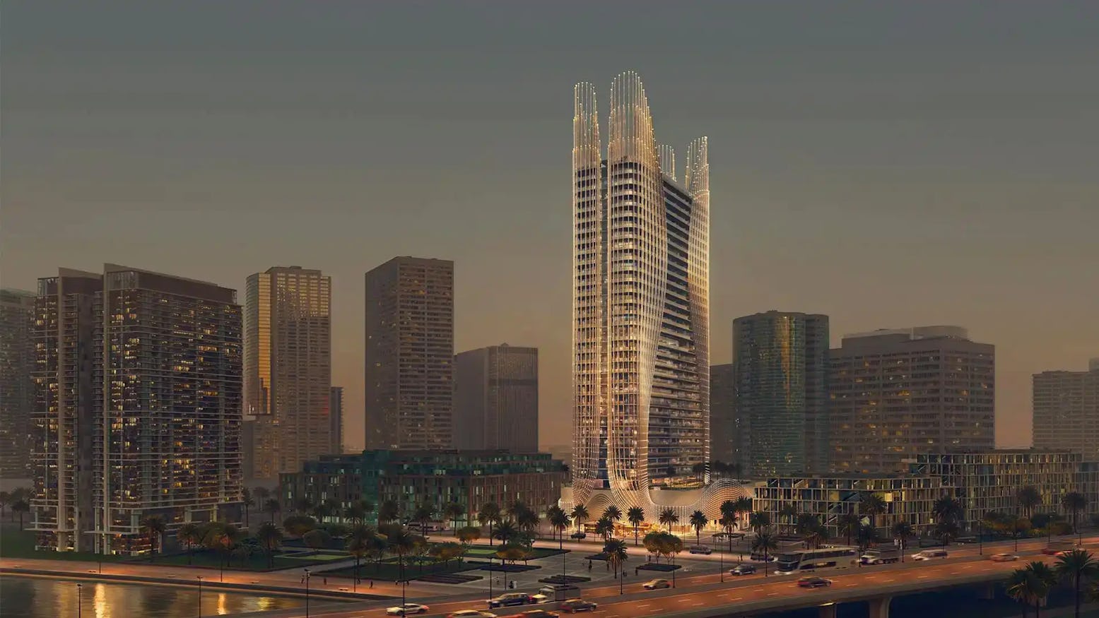 Binghatti Skyhall — exterior view in Business Bay