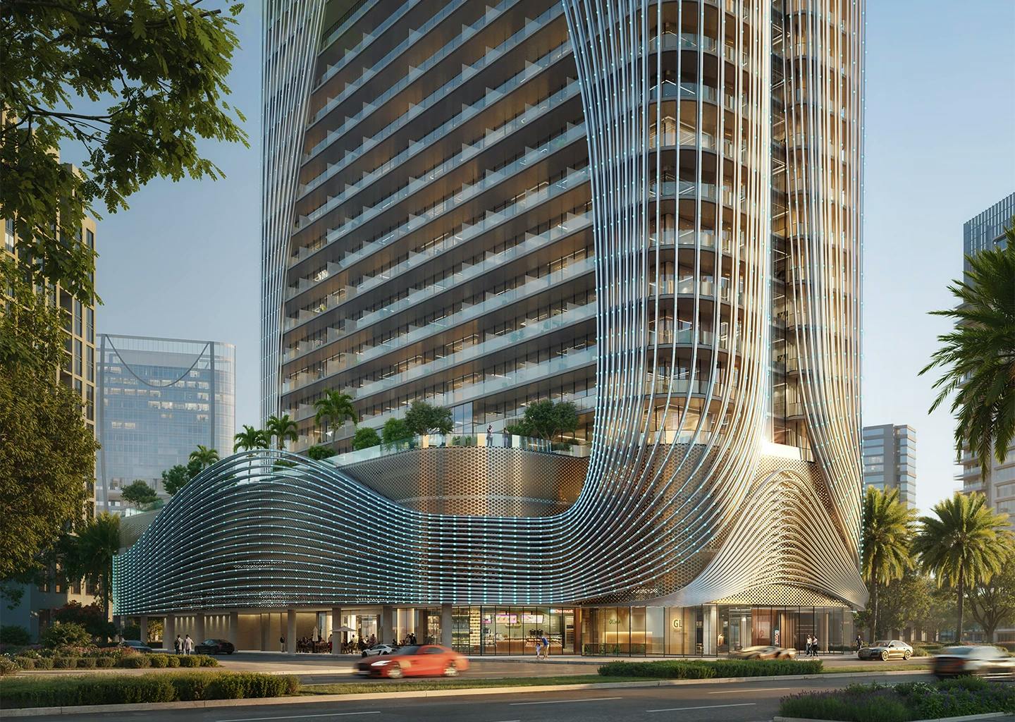 Binghatti Skyhall — exterior view in Business Bay