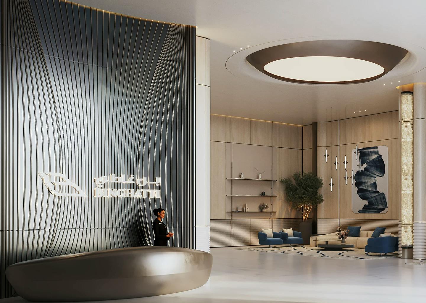 Binghatti Skyhall — exterior view in Business Bay