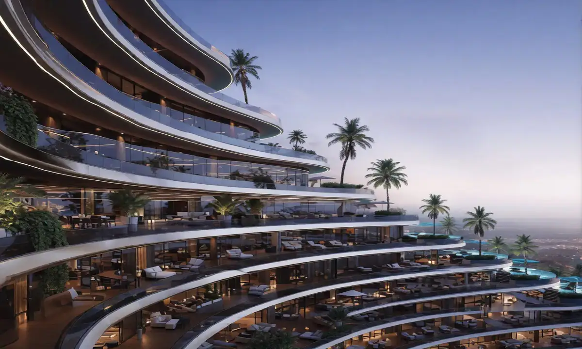 Binghatti Skyflame — exterior view in Majan (Dubailand)