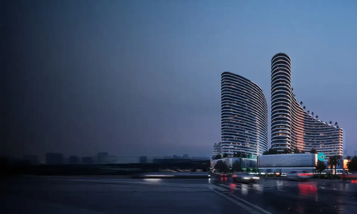 Binghatti Skyflame — exterior view in Majan (Dubailand)