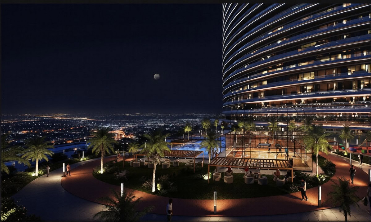 Binghatti Skyflame — exterior view in Majan (Dubailand)