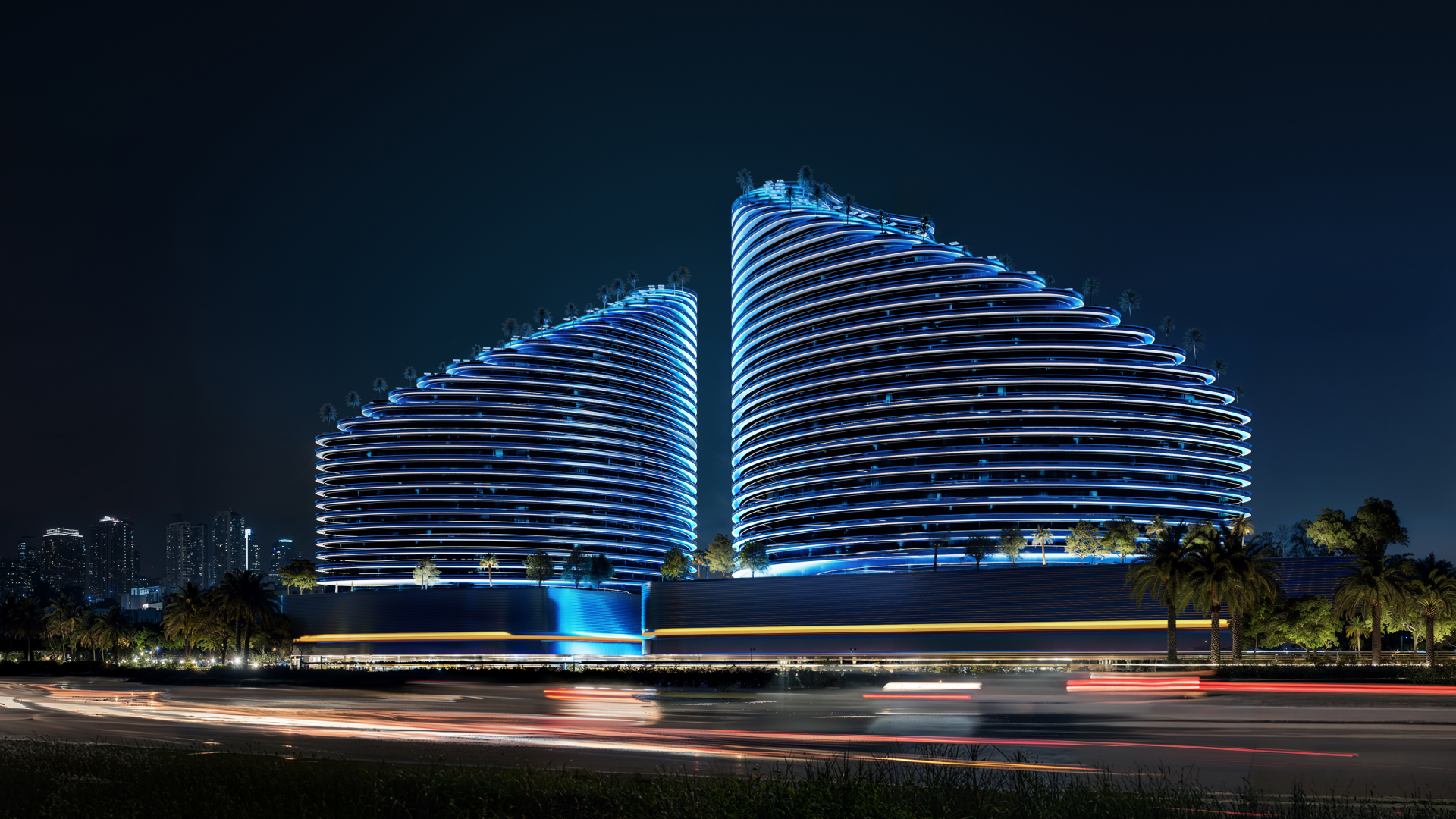 Binghatti Skyflame — exterior view in Majan (Dubailand)