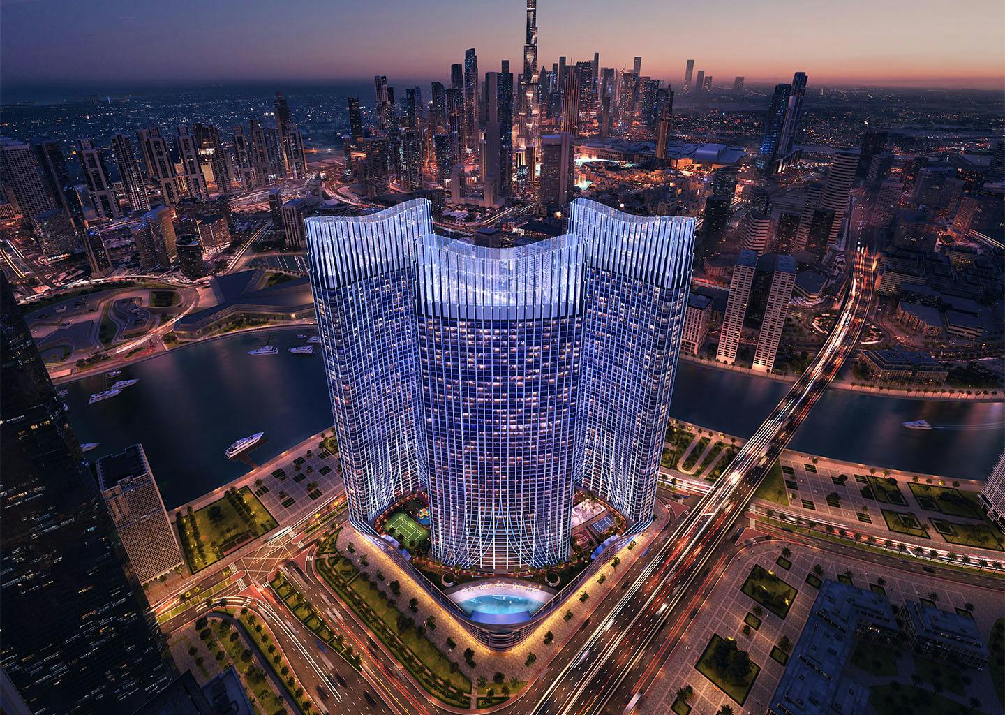 Binghatti Skyrise — exterior view in Business Bay