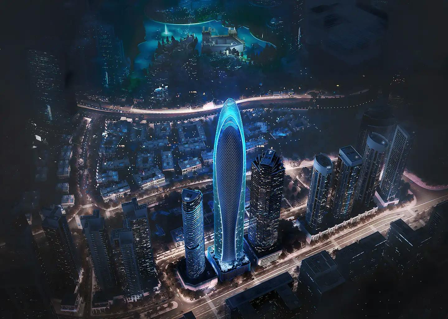 Mercedes-Benz Places by Binghatti — exterior view in Downtown Dubai