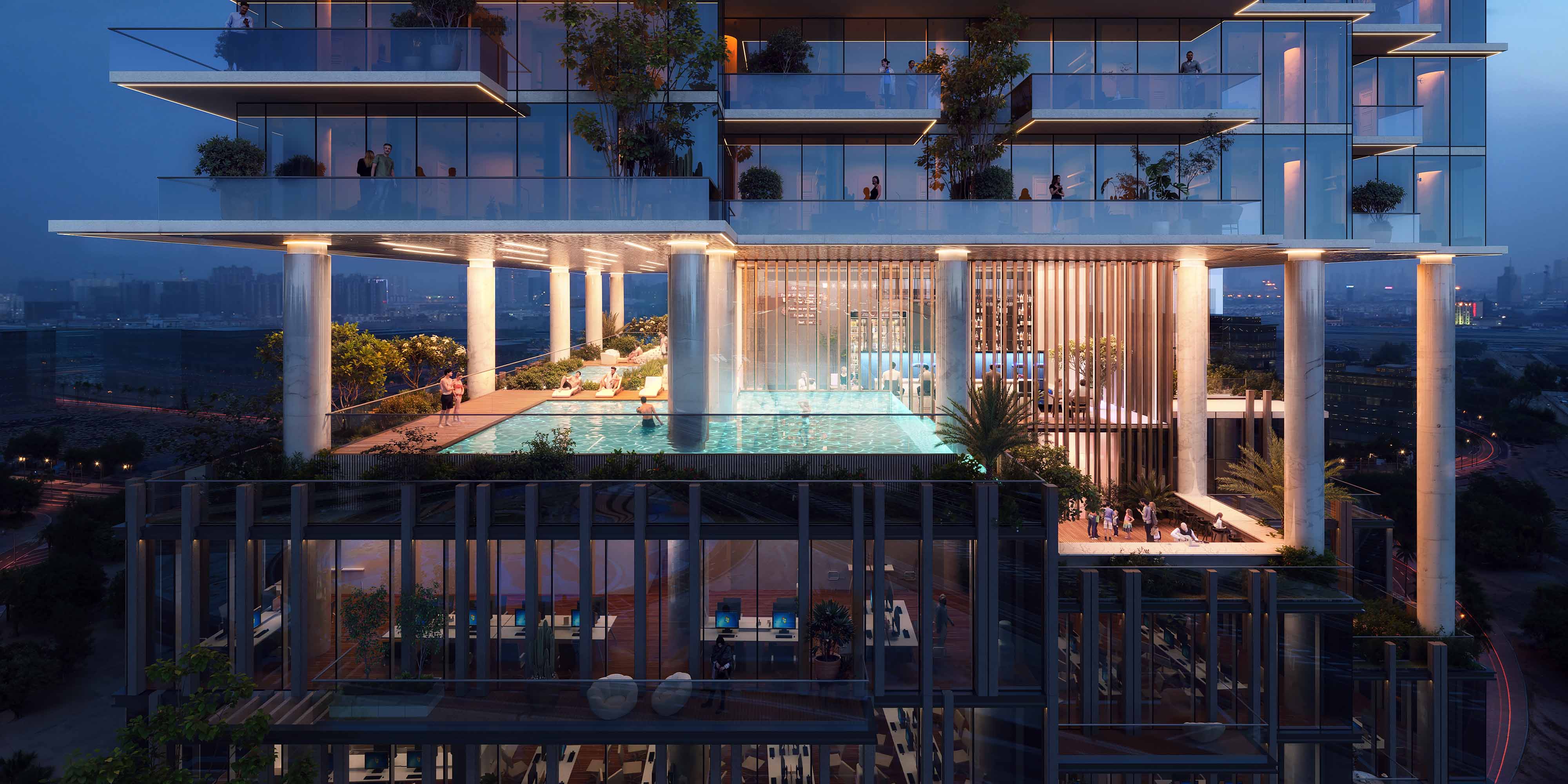 Cove Boulevard — vue extérieure à Dubai Land Residence Complex (DLRC)