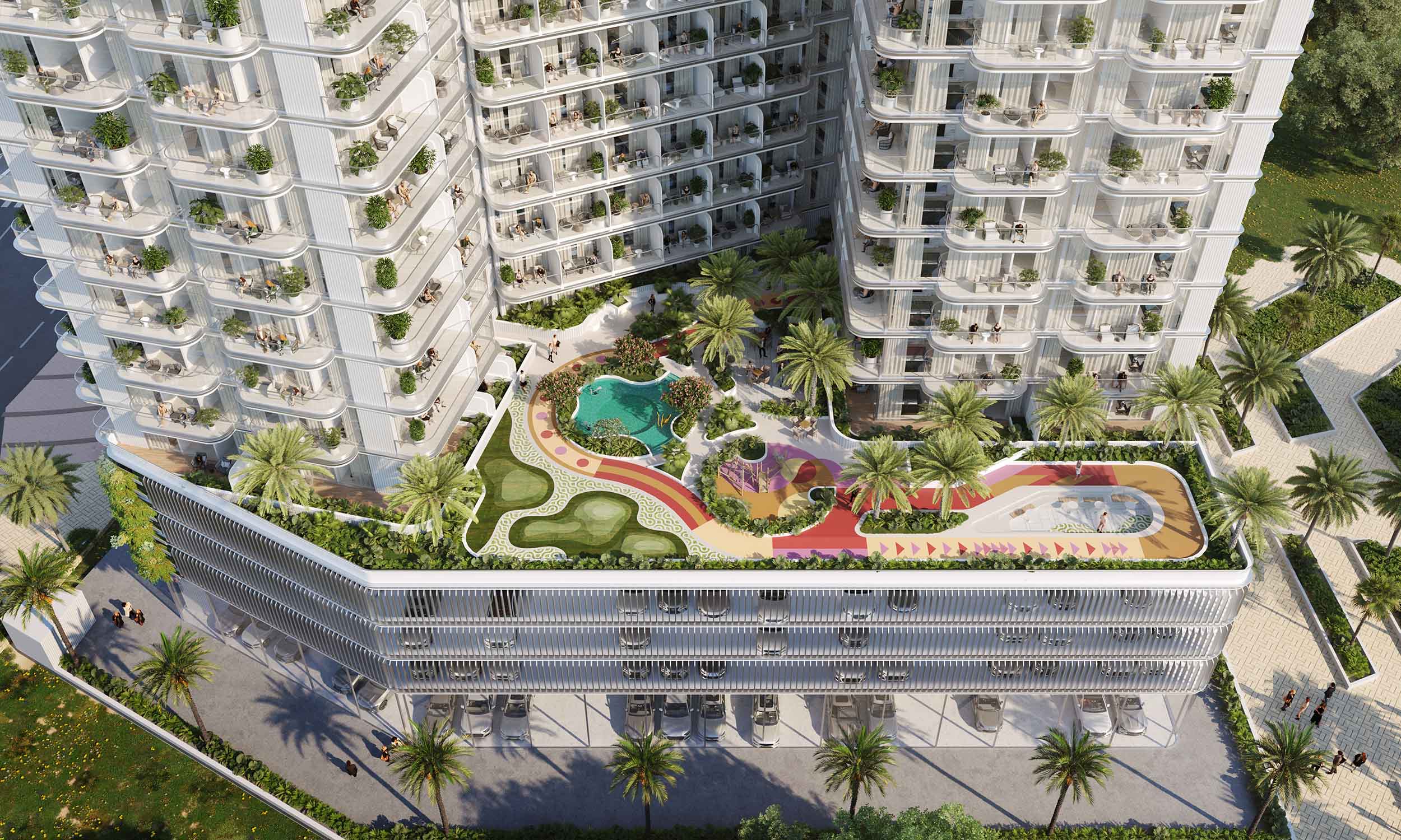 Cove Grand — vue extérieure à Dubai Land Residence Complex (DLRC)
