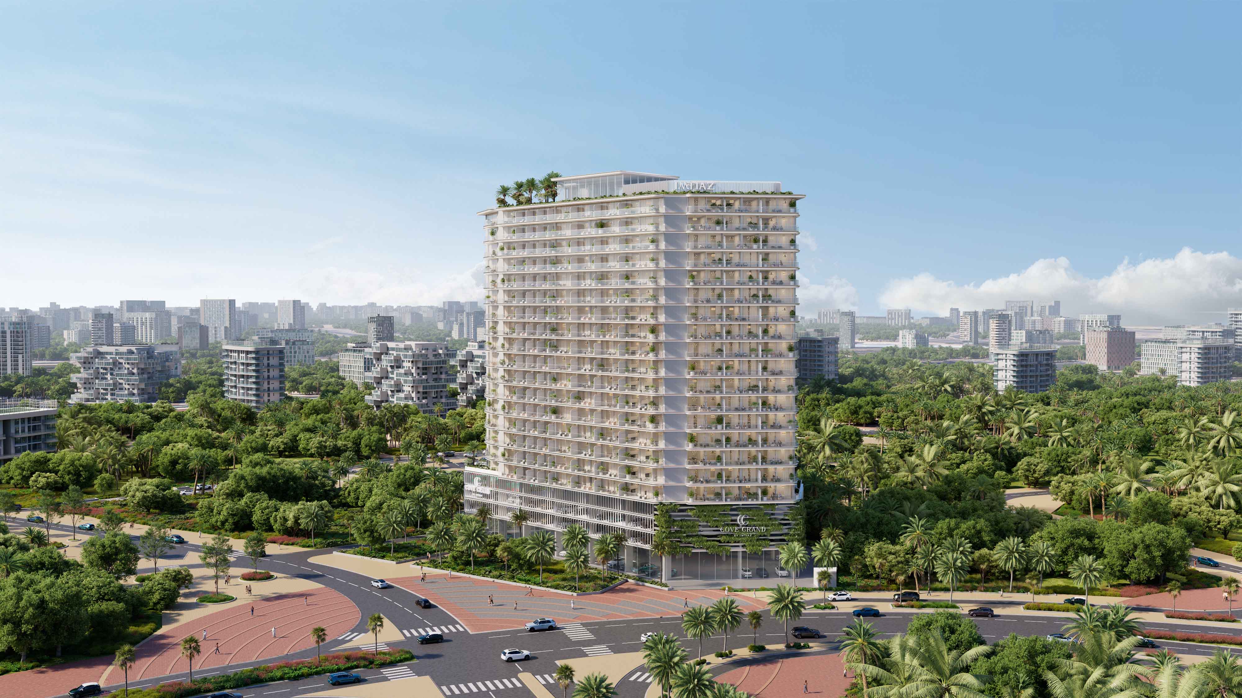 Cove Grand — vue extérieure à Dubai Land Residence Complex (DLRC)