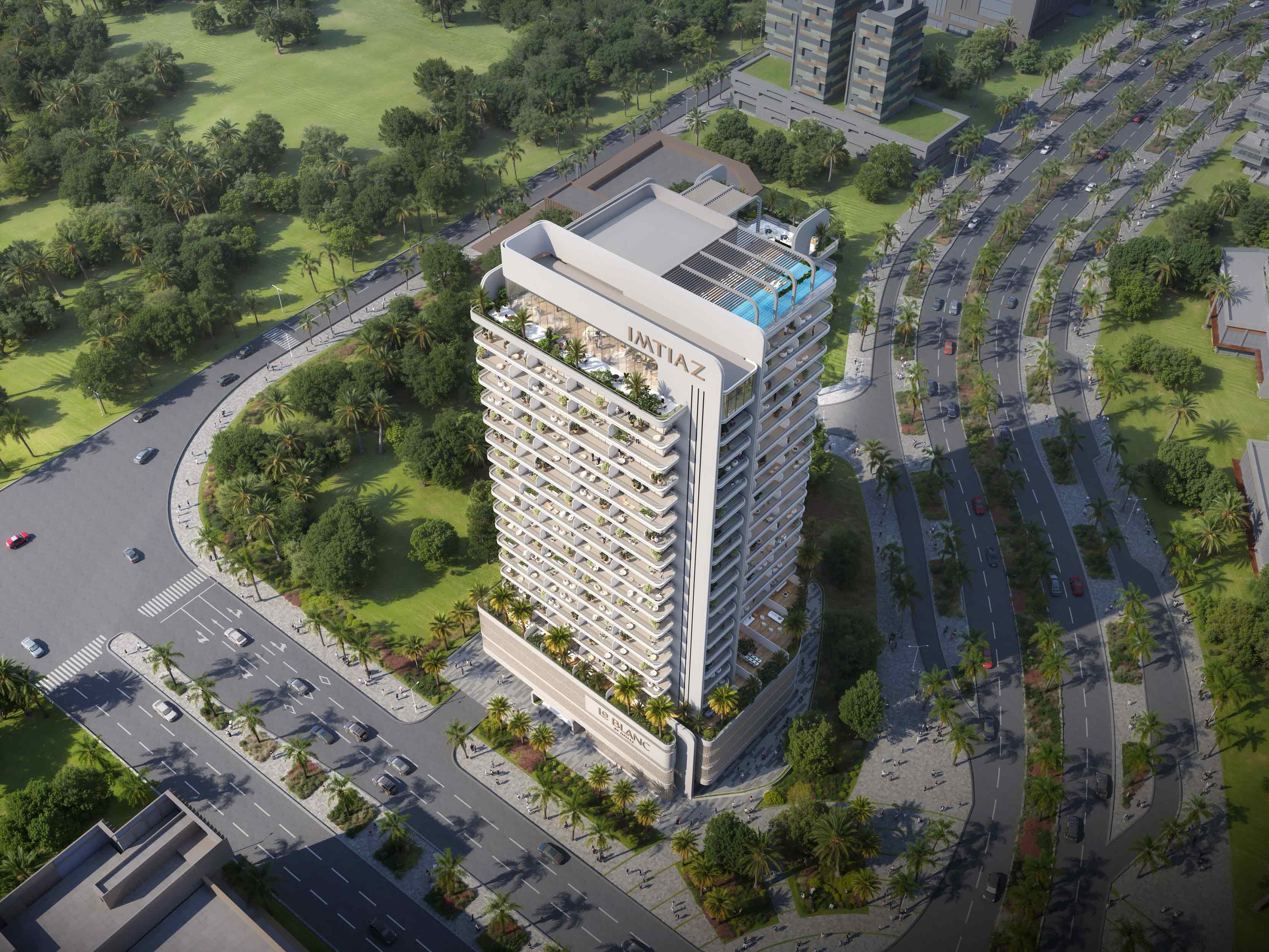 Le Blanc — exterior view in Dubai Land Residence Complex (DLRC)