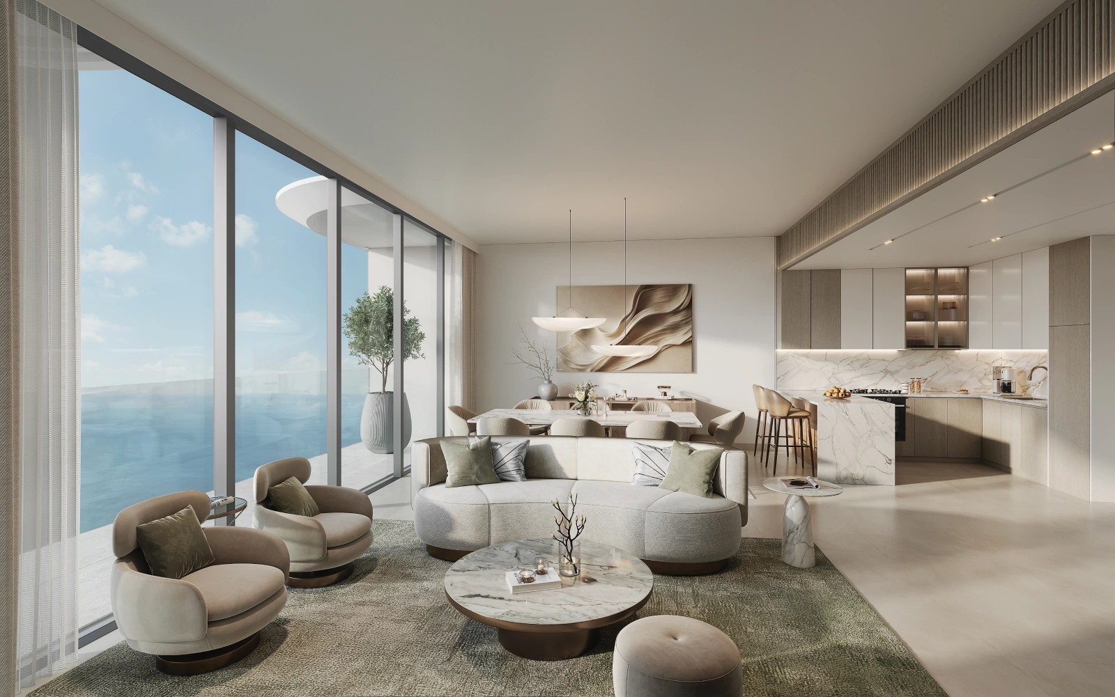 Hilton Residences Dubai Maritime City — interior render