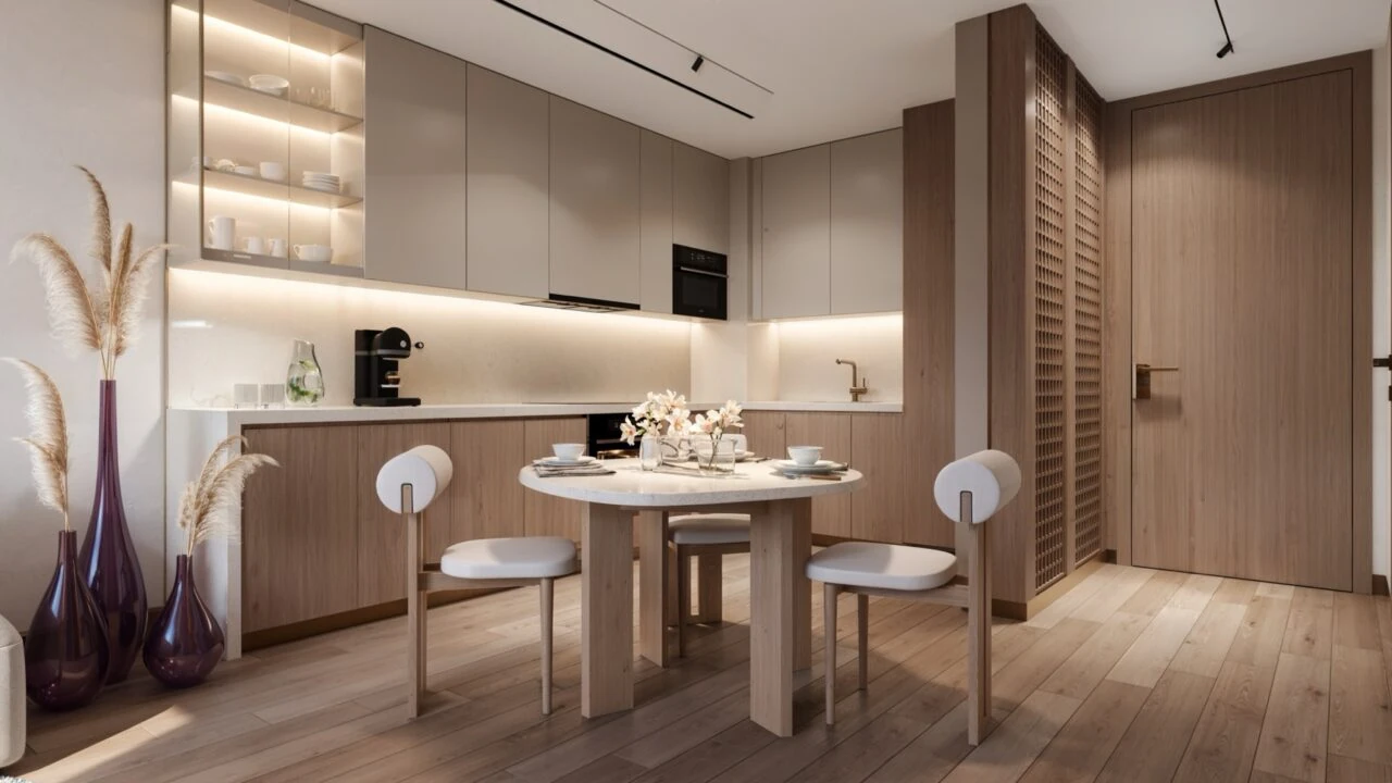 Kaia Residences apartment kitchen and dining area
