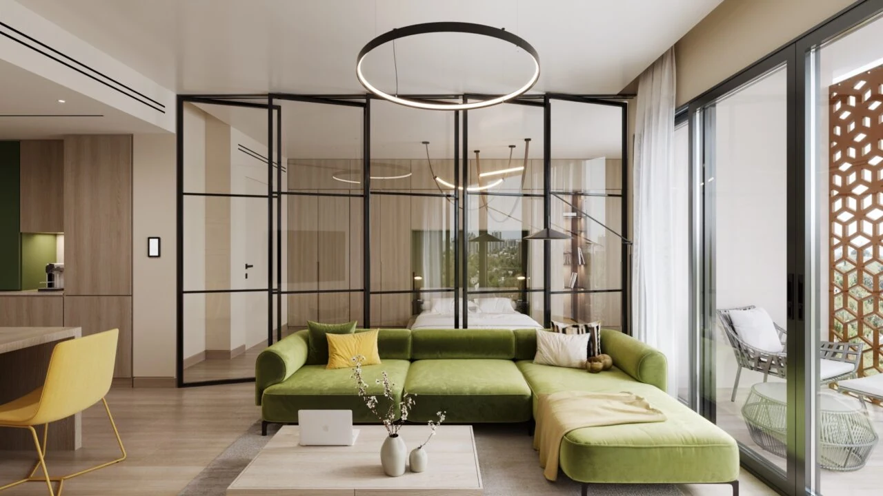 The Cube Residences furnished apartment living room