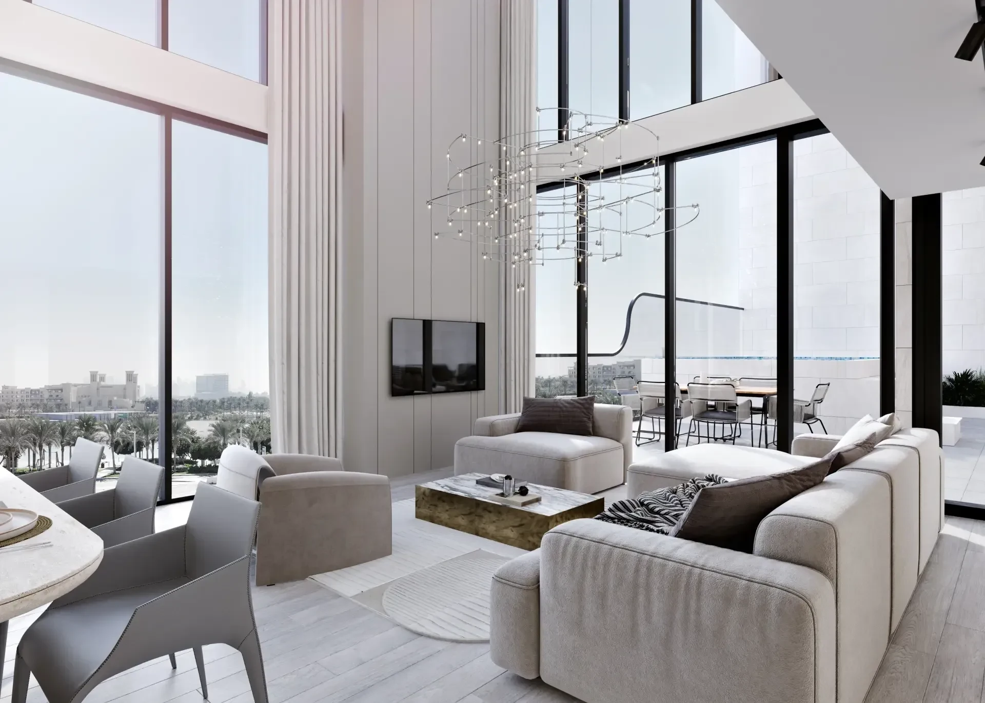 Gharbi II apartment living room rendering