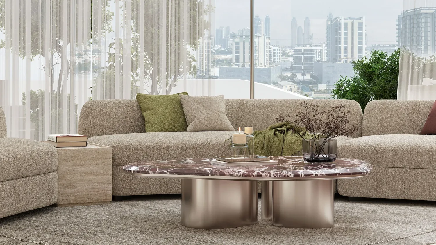 Rabdan Avenue apartment living room rendering