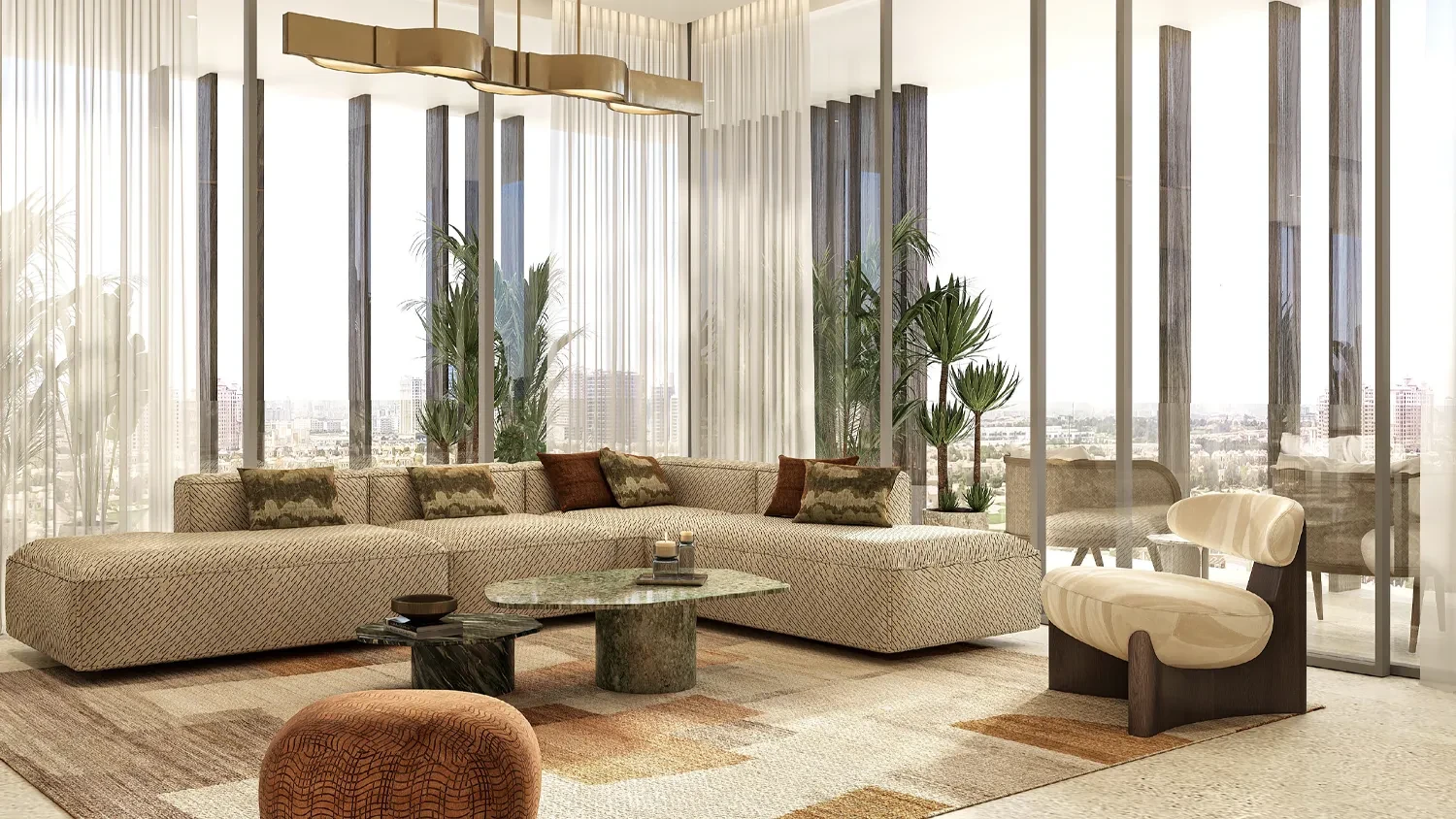 Rabdan Square apartment living room rendering