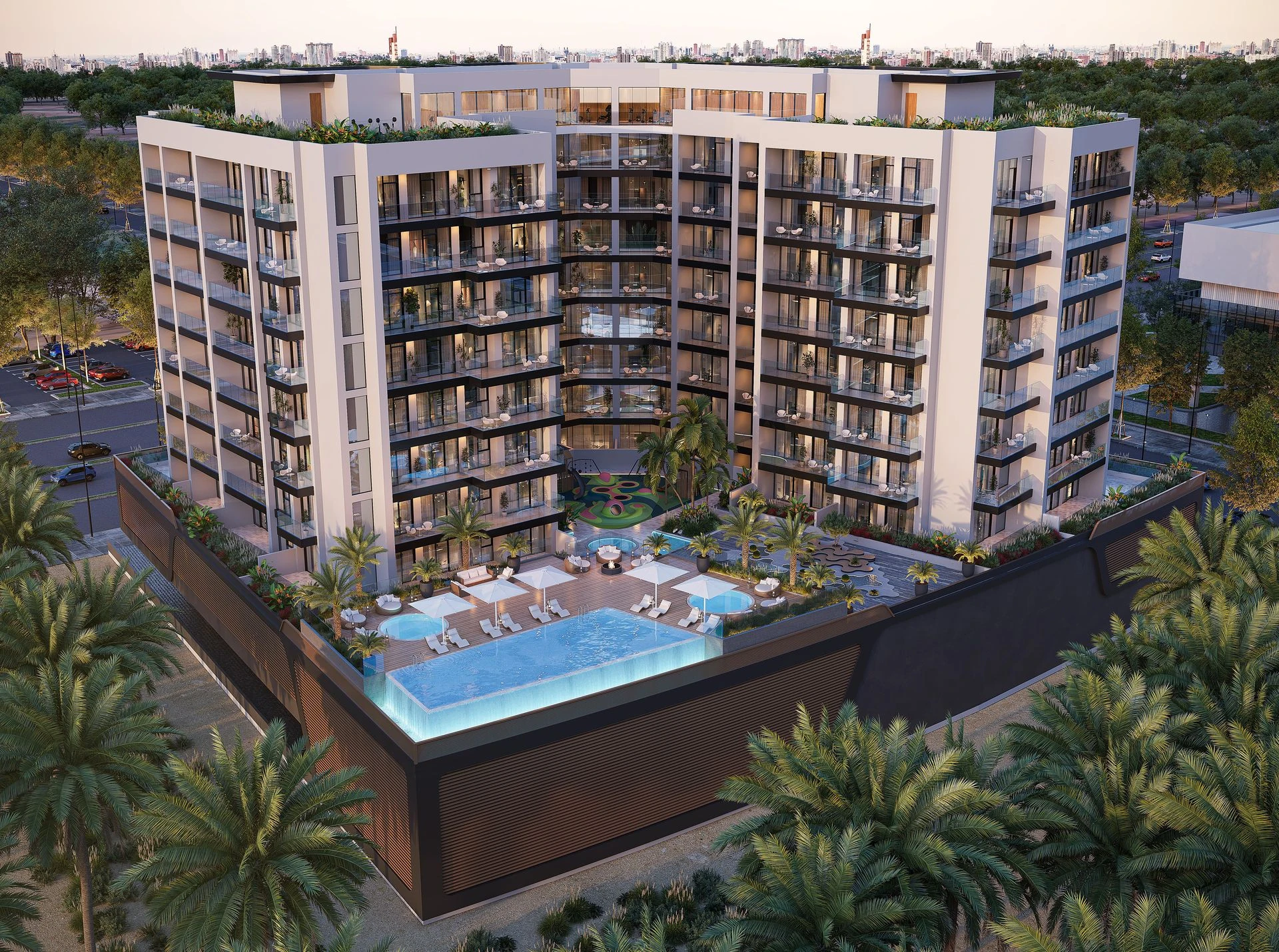 Reem by Vision aerial exterior and pool rendering