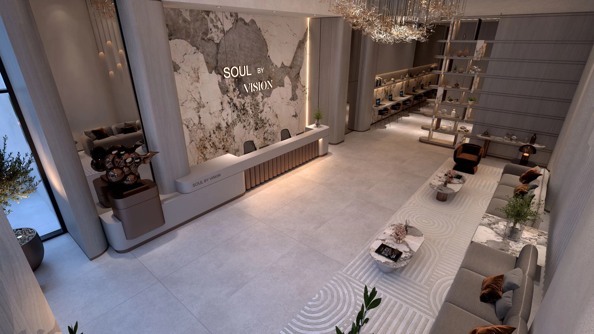 Soul by Vision branded entrance lobby rendering