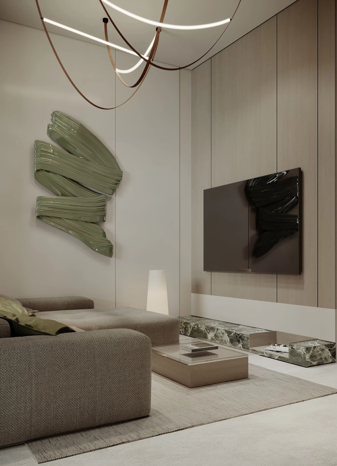 Verde by Vision apartment living room rendering