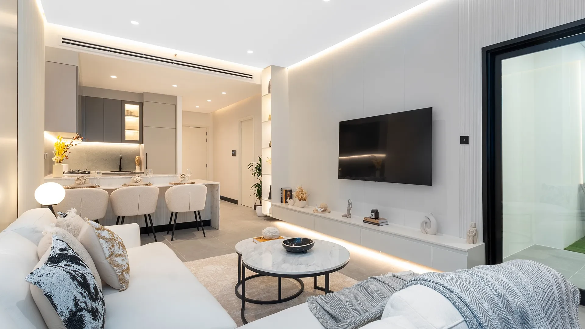 Viani apartment living room and kitchen