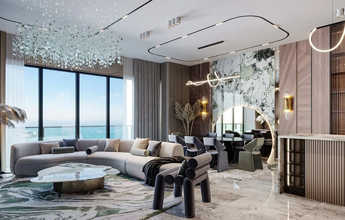 The Residences, Al Habtoor Grand — vista interna — a Dubai Marina
