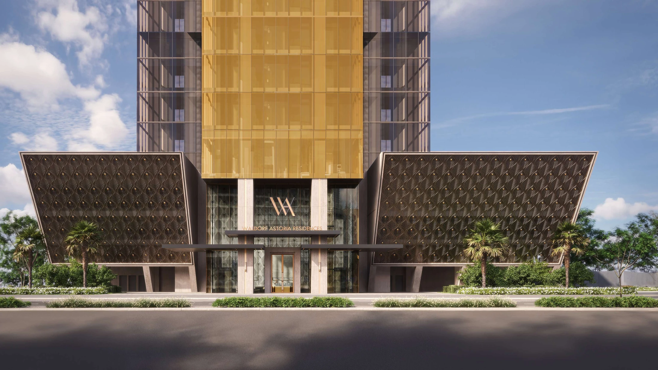 Waldorf Astoria Residences Dubai Business Bay — Arrival façade and podium
