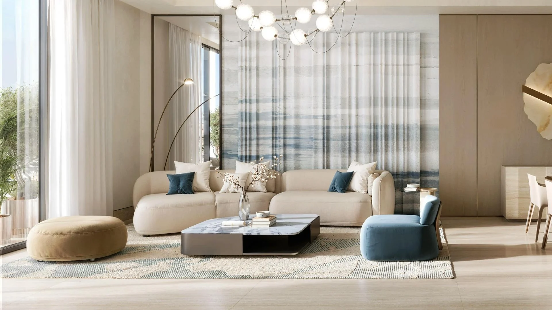 Binghatti Wraith — living room rendering