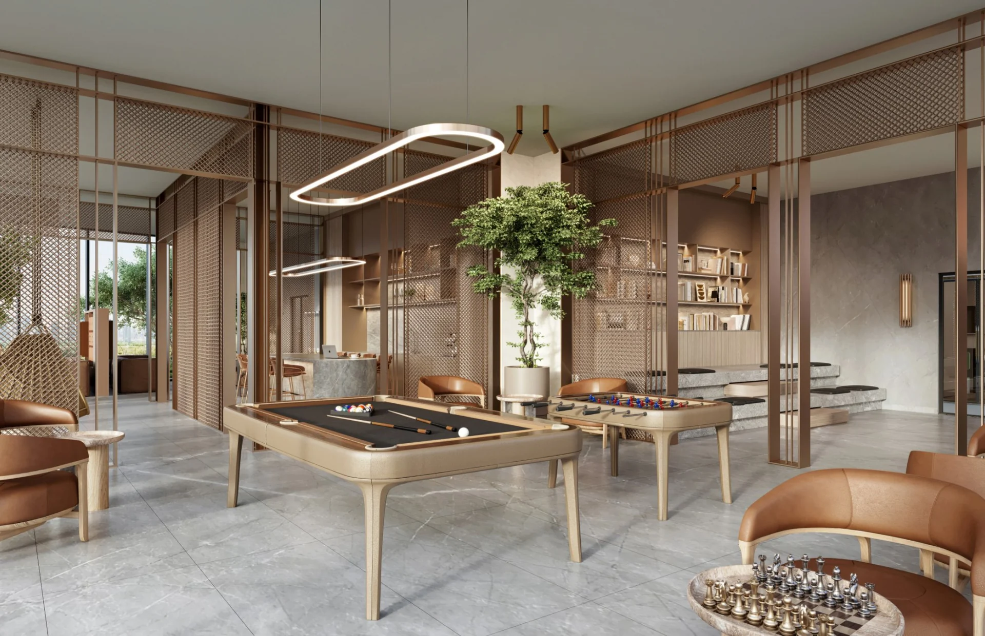 Shared lounge at Eaton Square — architectural rendering