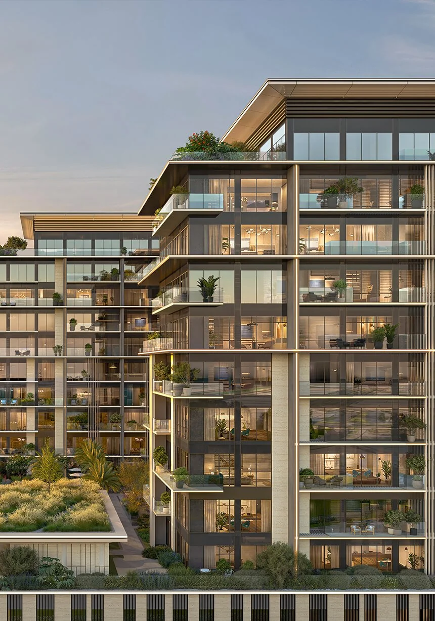 Facade detail of Everly Place by Ellington — architectural rendering