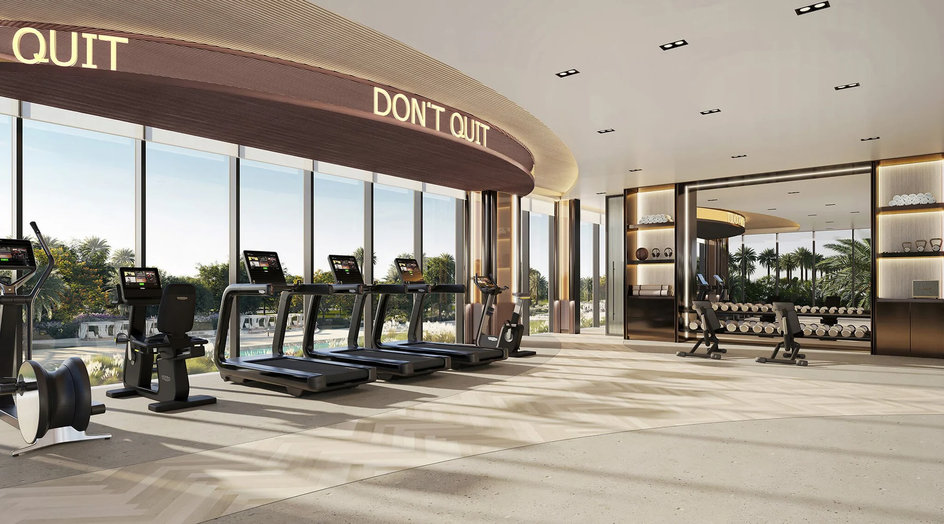 Fitness studio at Everly Place by Ellington — architectural rendering