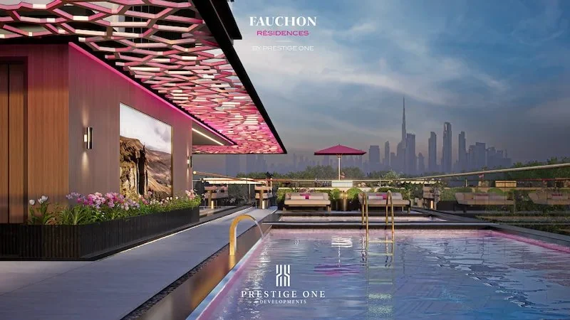 Pool terrace at FAUCHON Résidences — architectural rendering