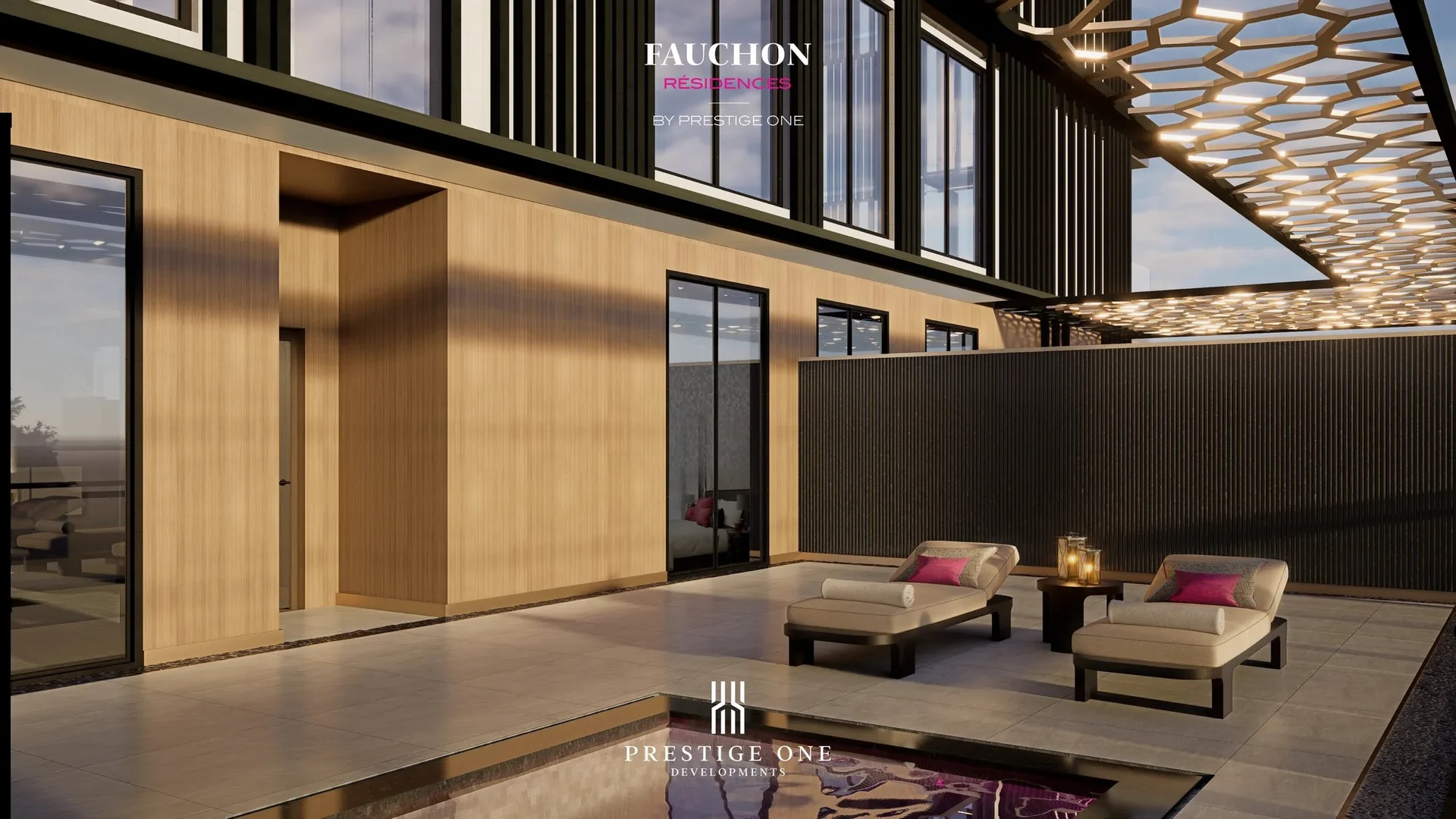 Private pool terrace at FAUCHON Résidences — architectural rendering