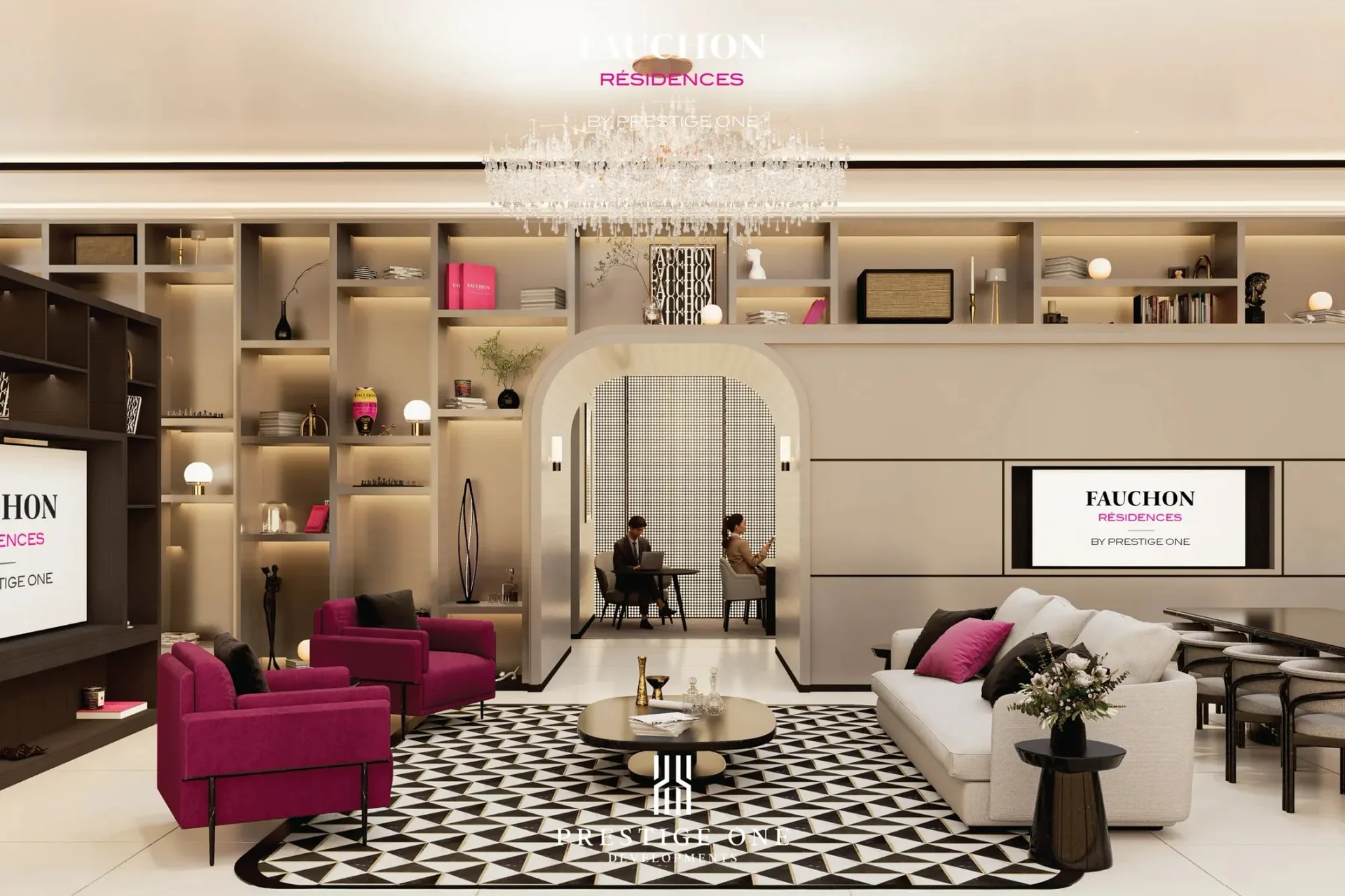 Shared lounge at FAUCHON Résidences — architectural rendering
