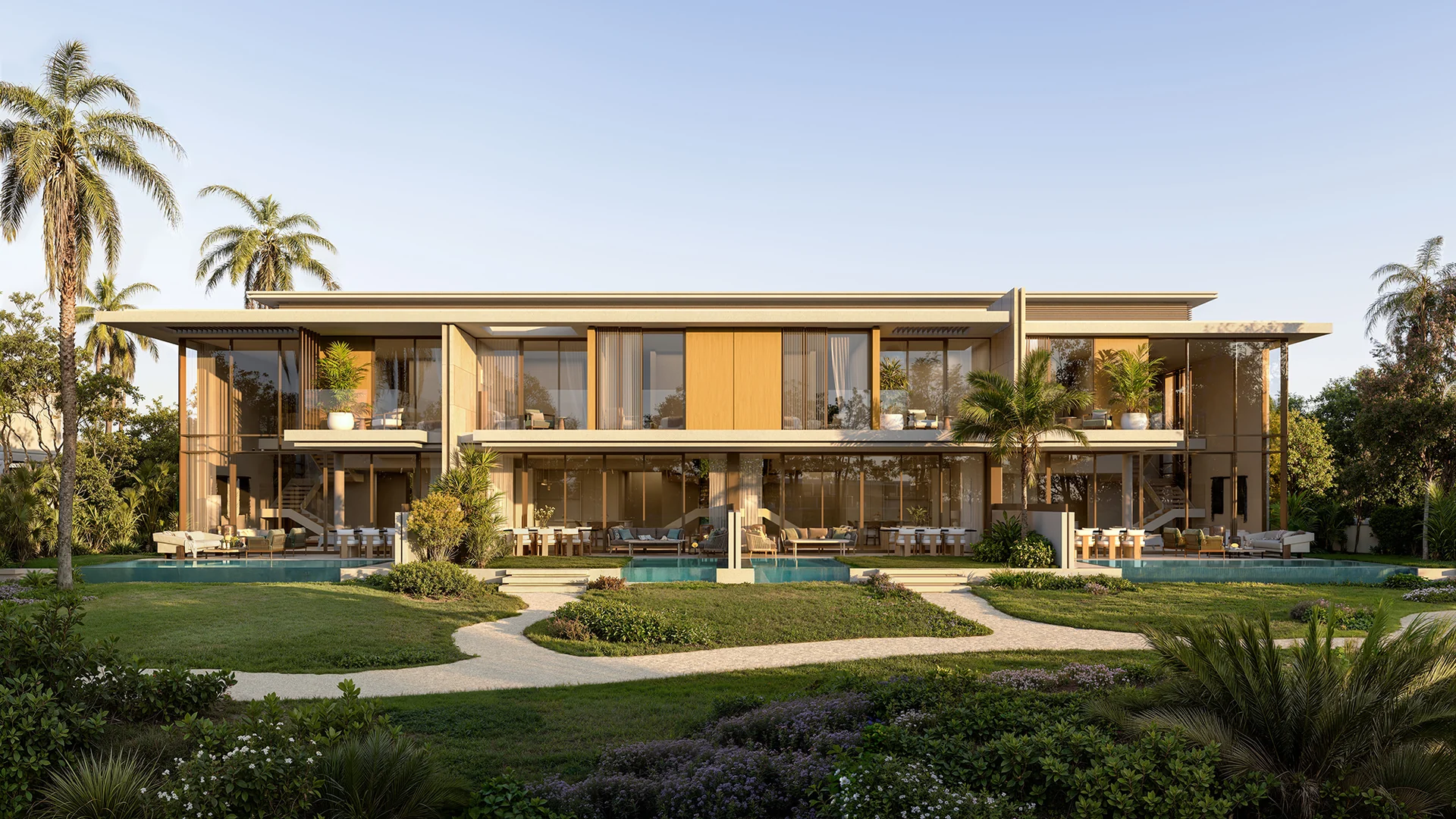 Bay Estate — official rendering of villa façades and gardens