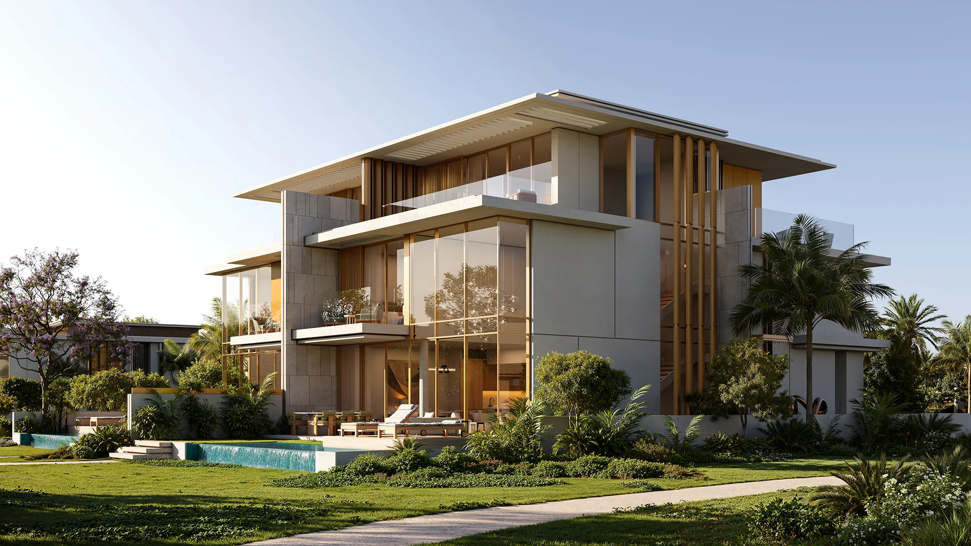 Bay Estate — official rendering of a villa and garden
