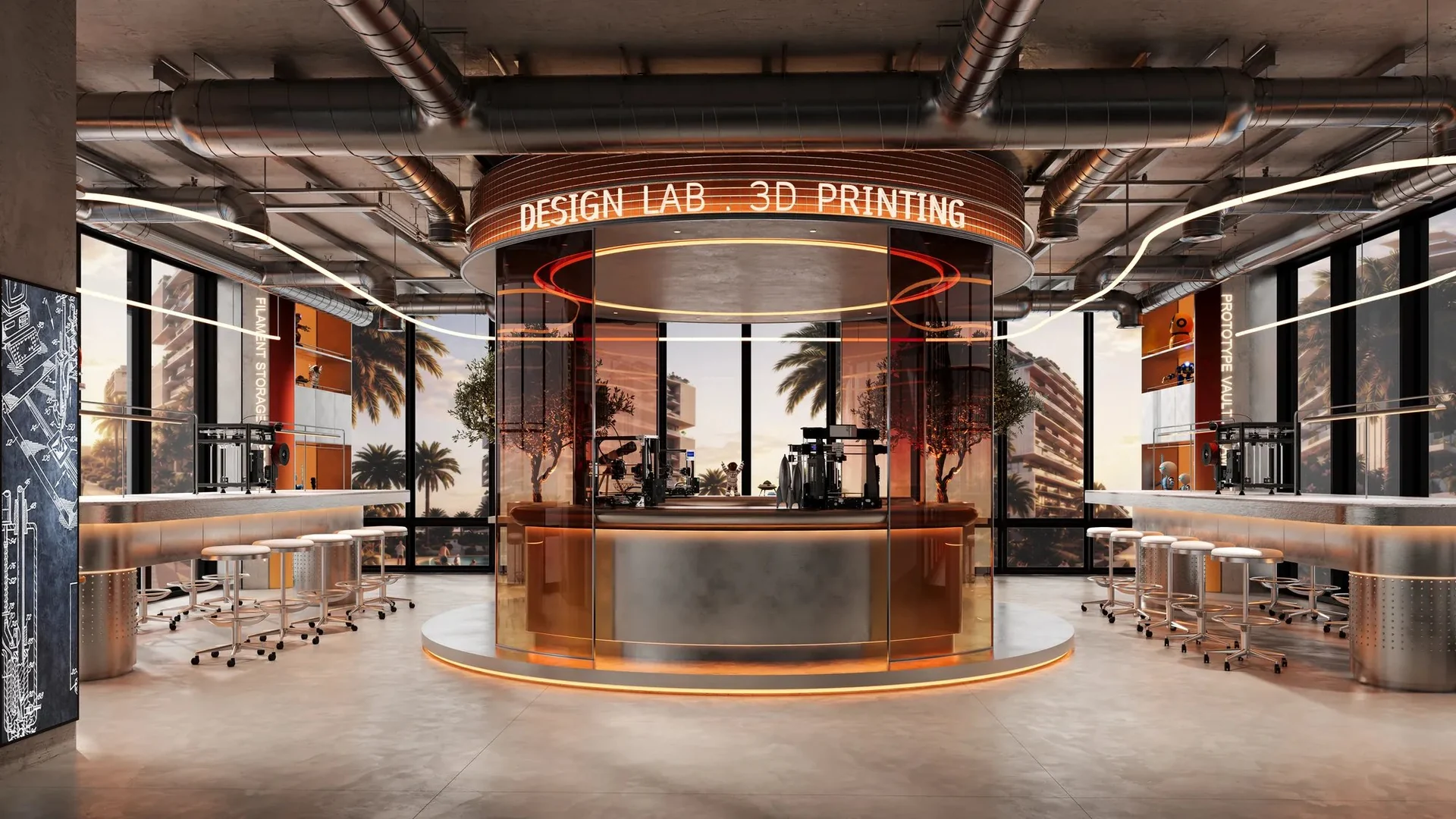 Reception space at RAW District II by Imtiaz — architectural rendering