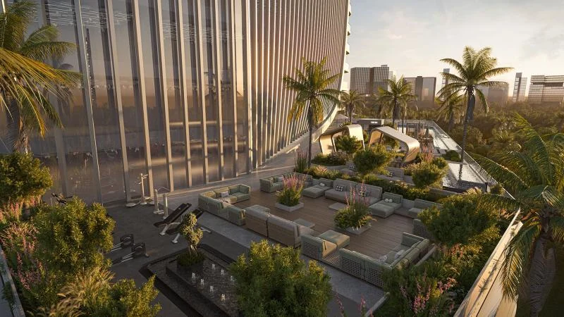 Landscaped courtyard at SAMANA Business Hub