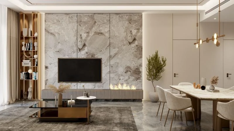 Living room render at SAMANA Ocean Crest