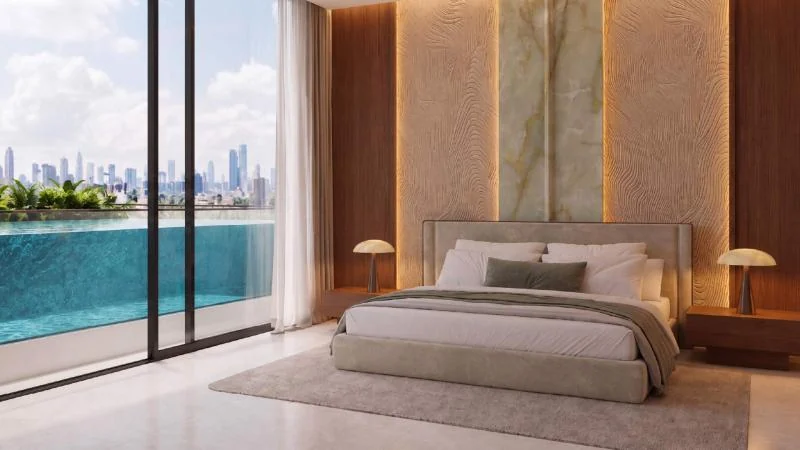 Bedroom render at SAMANA Portside