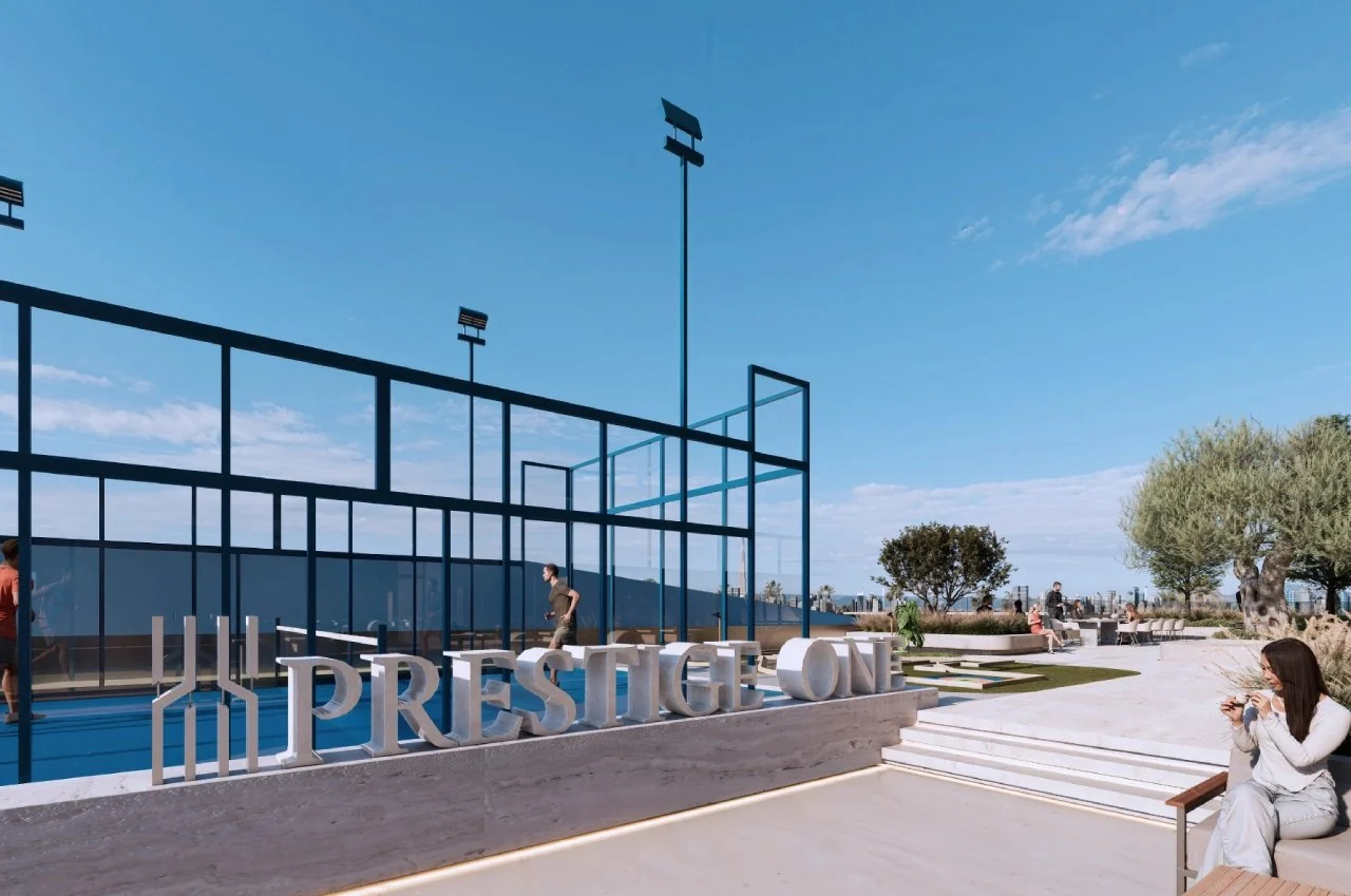 Padel court displayed for Sanctuary Hive — architectural rendering