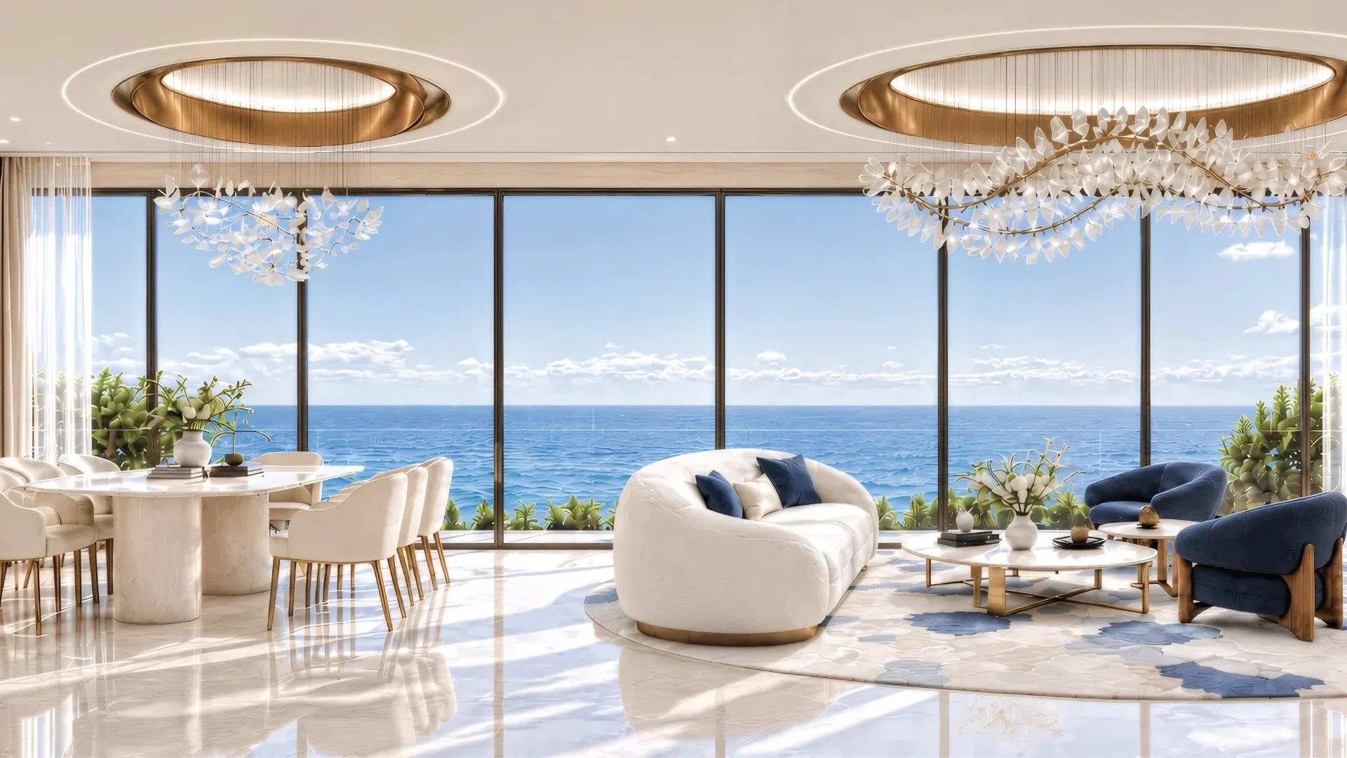 Penthouse living area at Shahrukhz Residences by Danube — architectural rendering