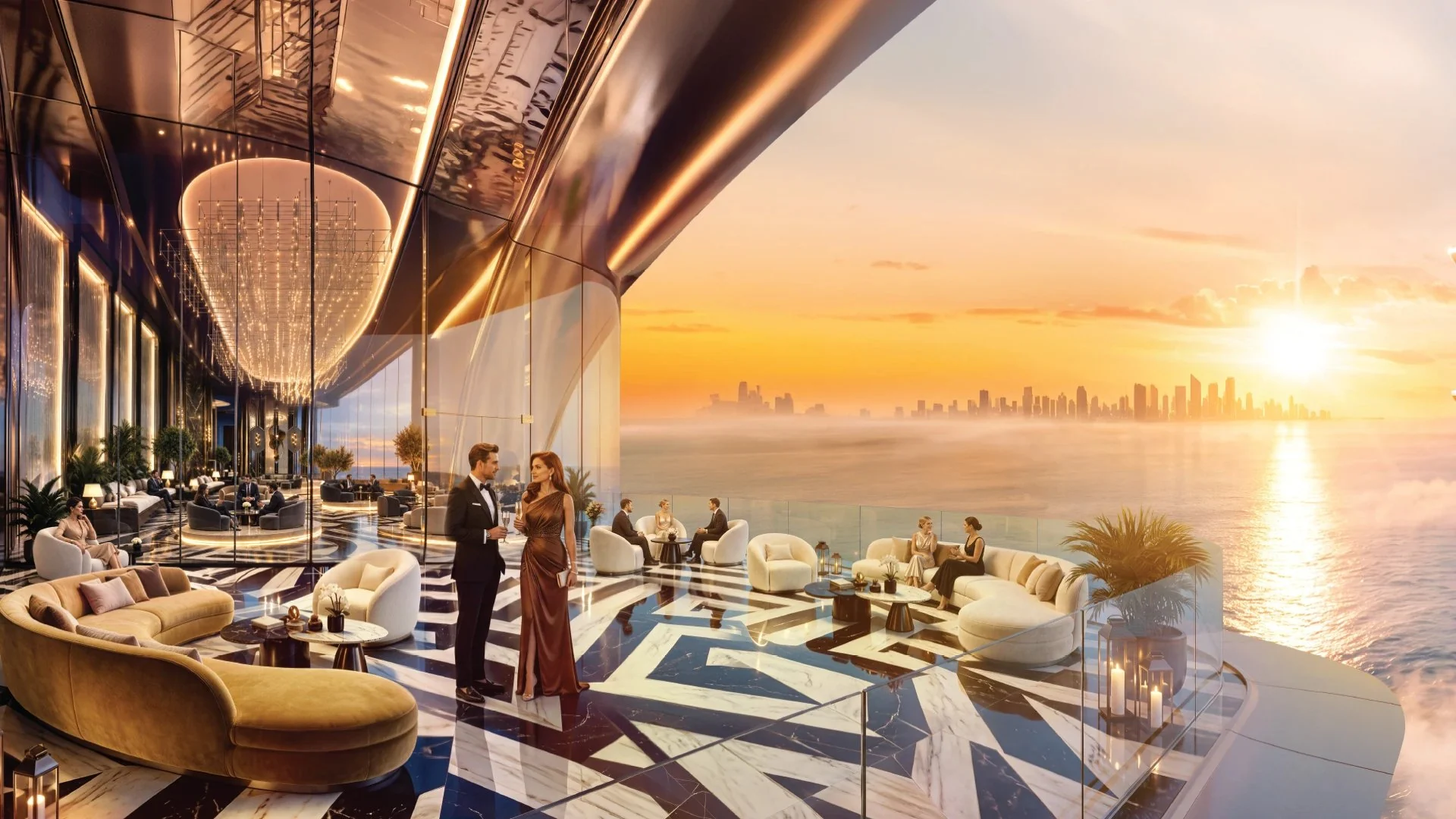 Rooftop club at Shahrukhz Residences by Danube — architectural rendering